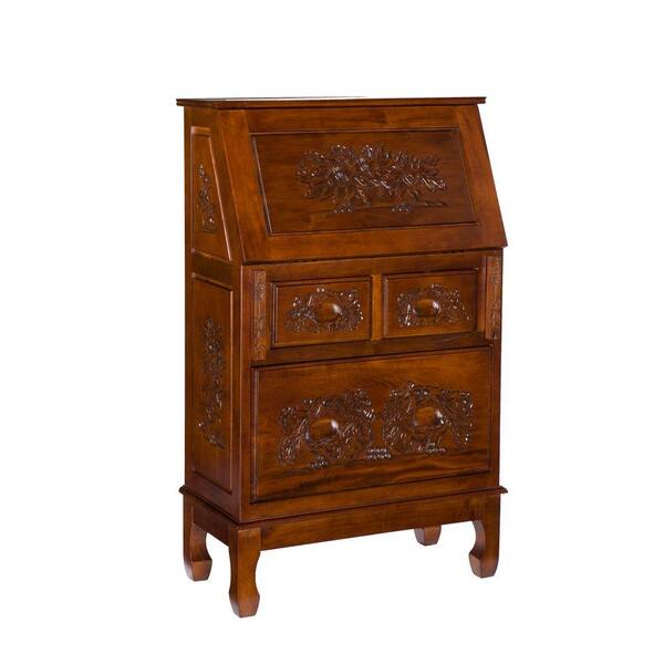 Home Decorators Collection Pecan Hand-Carved Secretary Desk-DISCONTINUED