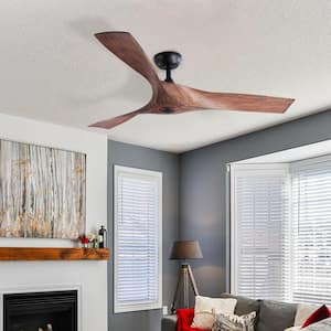 52 in. Walnut Modern DC Motor Ceiling Fan with Remote Control and 6 Speeds