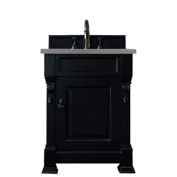 James Martin Vanities Brookfield 26 in. W x 23.5 in. D x 34.3 in. H Single Bath Vanity in Antique Black with Quartz Vanity Top in Grey Expo