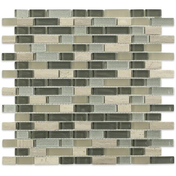 Ivy Hill Tile Naiad Blend Bricks Pattern 12 in. x 12 in. x 8 mm Marble and Glass Mosaic Floor and Wall Tile