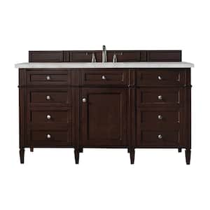 Brittany 60.0 in. W x 23.5 in. D x 34.0 in. H Bathroom Vanity in Burnished Mahogany with Victorian Silver Top