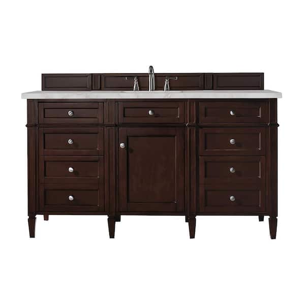 James Martin Vanities Brittany 60.0 in. W x 23.5 in. D x 34.0 in. H Bathroom Vanity in Burnished Mahogany with Victorian Silver Top