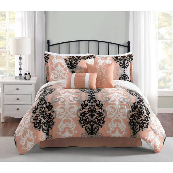 Carmela Home Downton 7-Piece Coral Queen Comforter Set