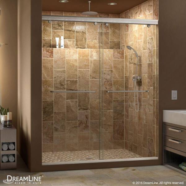 DreamLine Charisma 56 in. to 60 in. x 72 in. Semi-Framed Sliding Shower Door in Brushed Nickel
