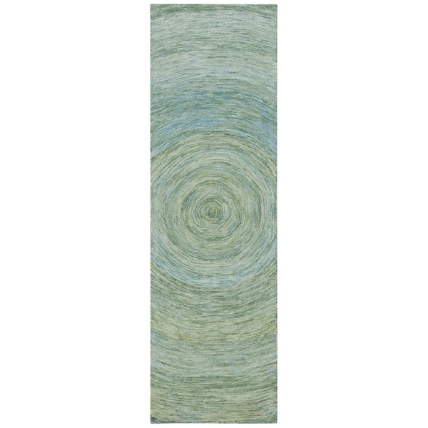 Ikat 2 ft. x 8 ft. Sage/Green Abstract Runner Rug