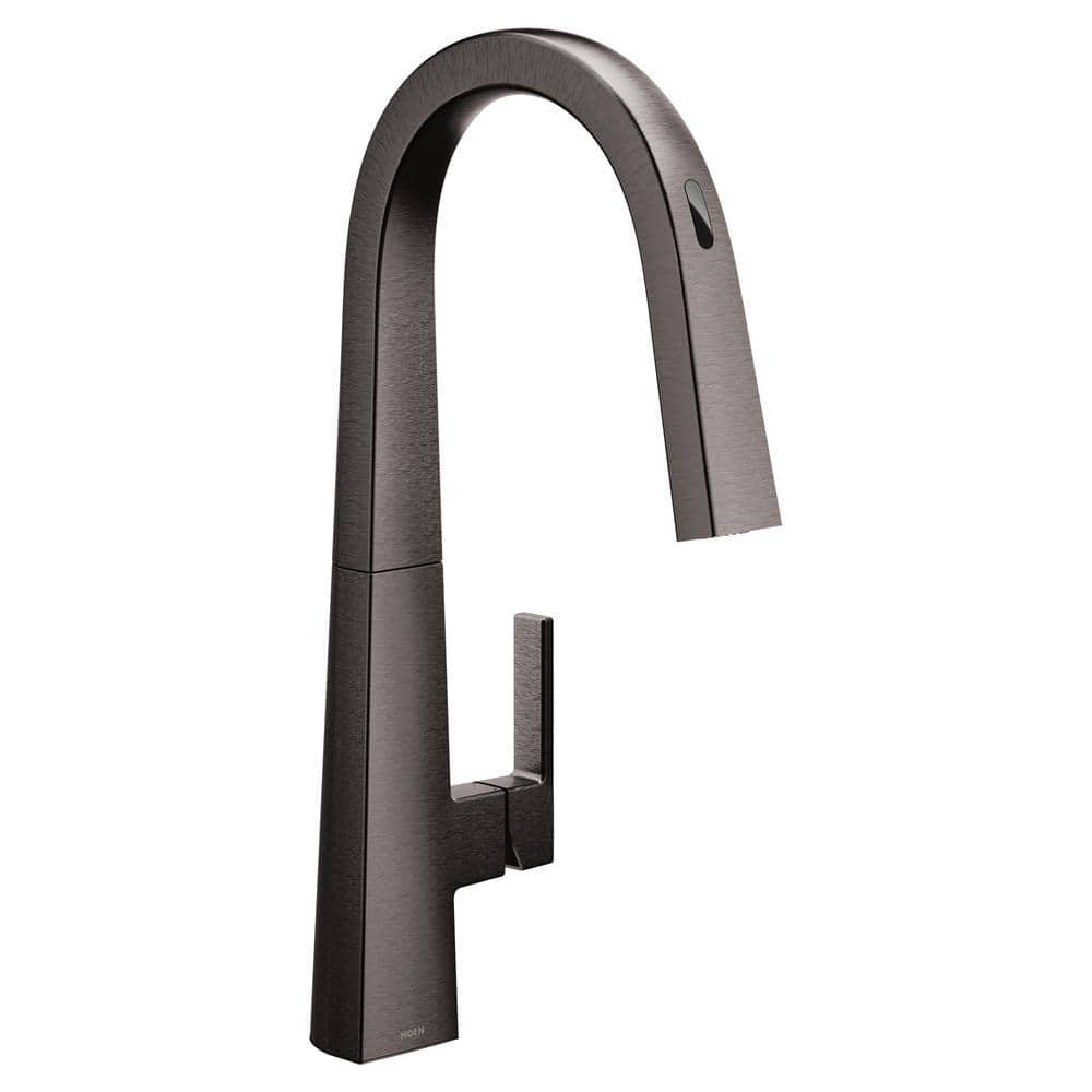 MOEN Nio Single Handle Smart Touchless Pull Down Sprayer Kitchen Faucet   Black Stainless Moen Pull Down Kitchen Faucets S75005evbls 64 1000 