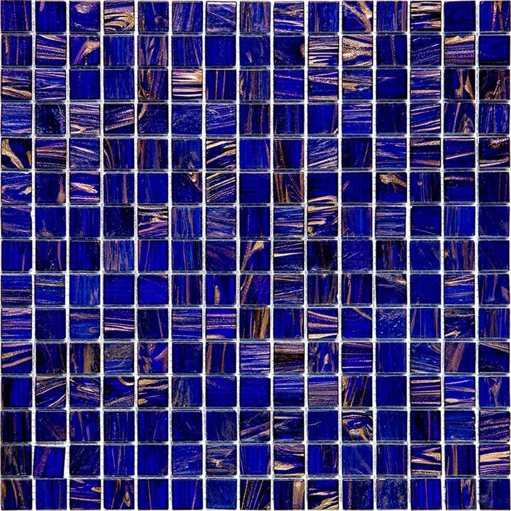 12" x 12" Glossy Blue and Brown Glass Mosaic Tile