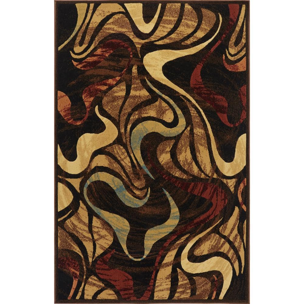 Catalina Black/Brown 2 ft. x 3 ft. Abstract Area Rug
