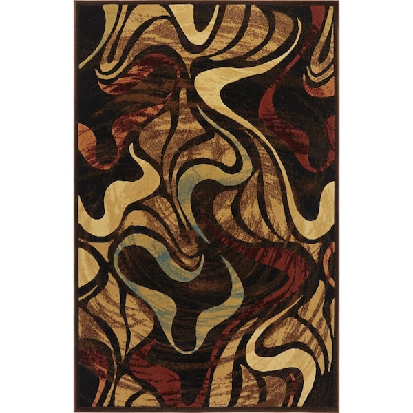 null Catalina Black/Brown 2 ft. x 3 ft. Abstract Area Rug