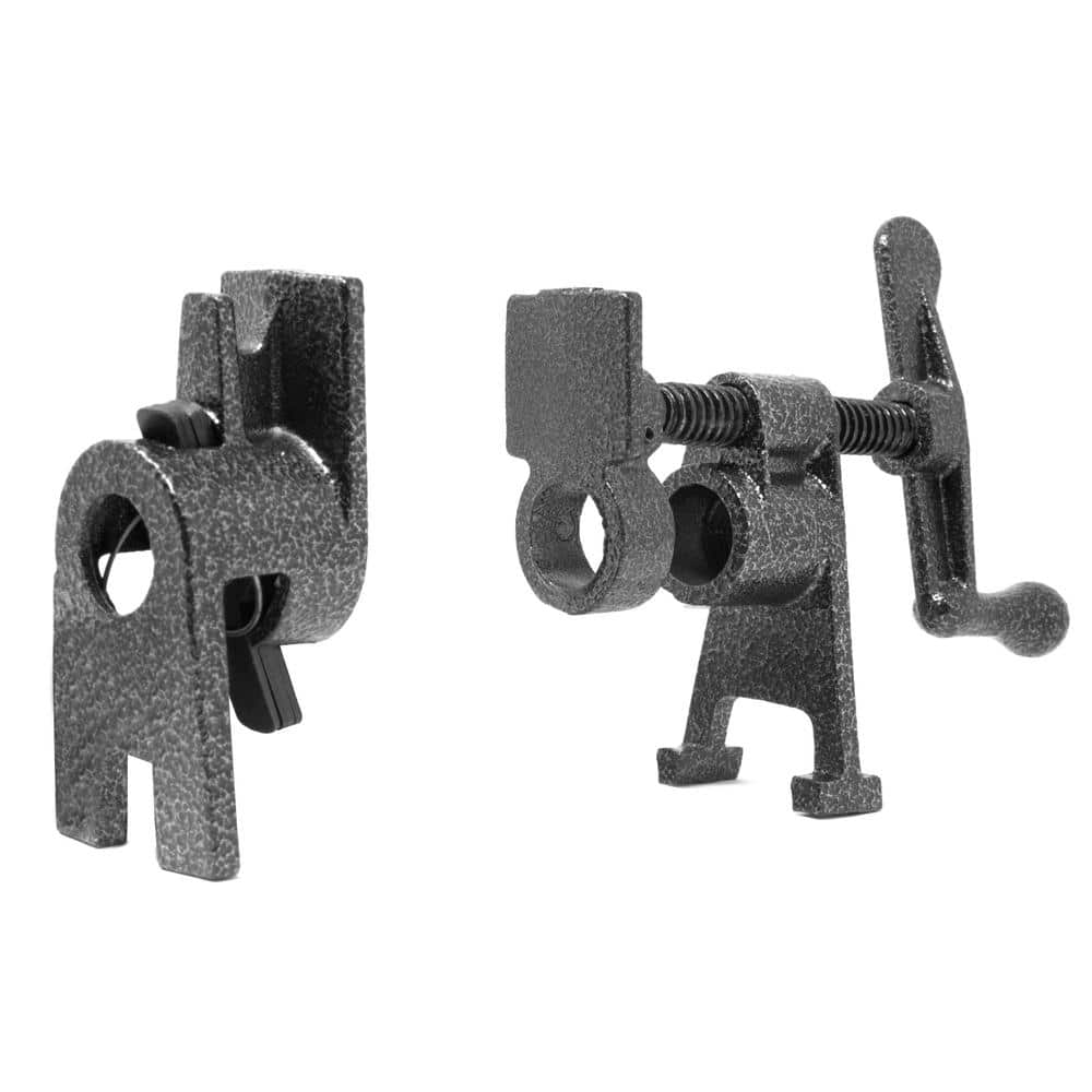 Wood Gluing Pipe Clamp Quick Release Wide Base Iron Wood Metal Clamp Set for Woodworking Workbench 4 Sets 1 Inch Heavy Duty Woodworking Vice 