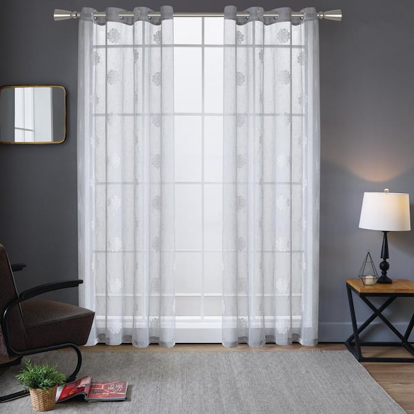 Lyndale Decor Harper Sheer Curtain 52in.Wx108in.L in Silver