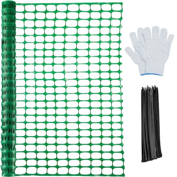 ATENGNES 4 ft. x 100 ft. Green Temporary Reusable Plastic Mesh Safety Roll Garden Fence for Snow, Construction and Animal Barrier