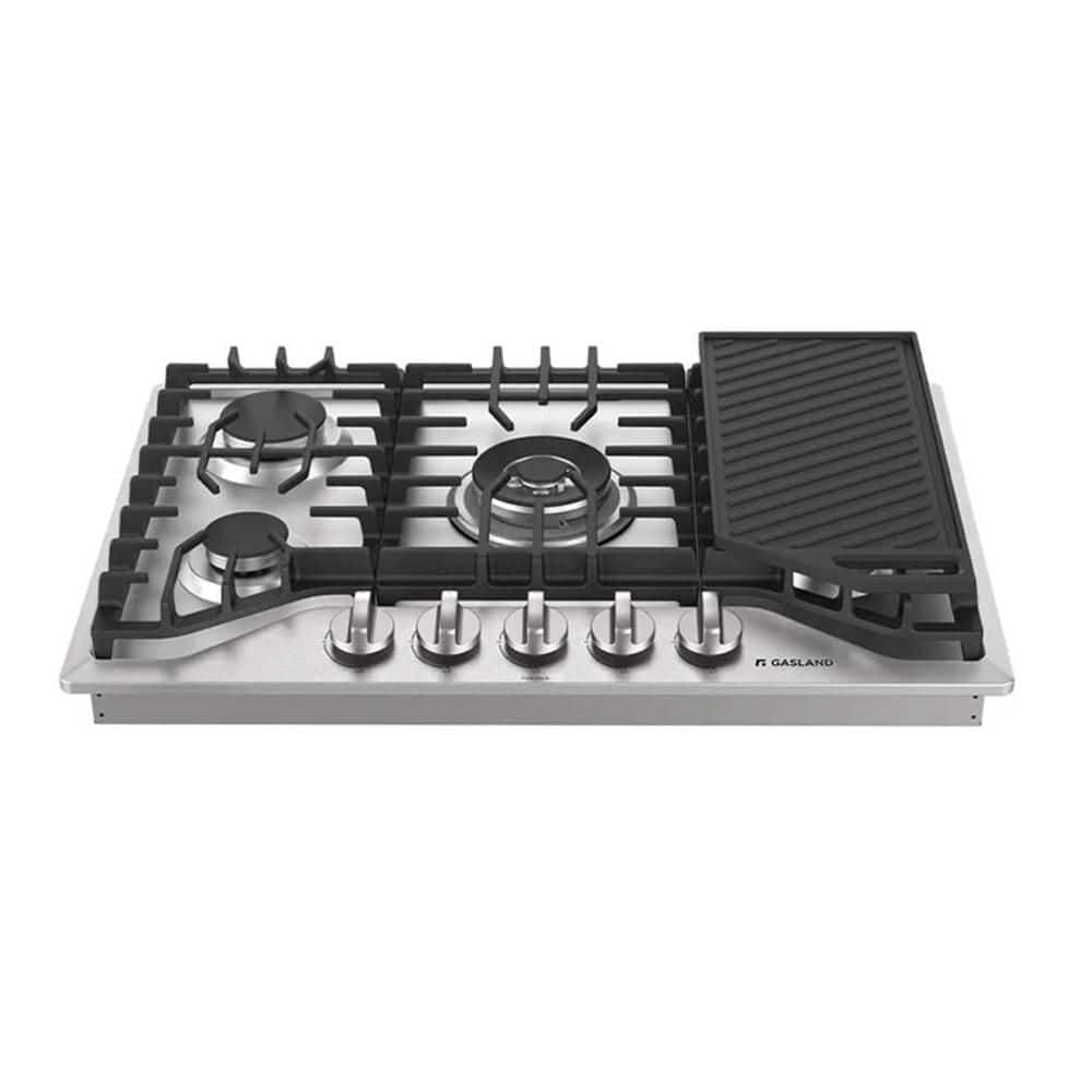 30 in. Gas Cooktop in Stainless Steel with 5-Burners and Griddle