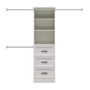 Reynolds 25 in. W x 83.25 in. H White Laminate Board Traditional Closet System Tower with 3-Drawers