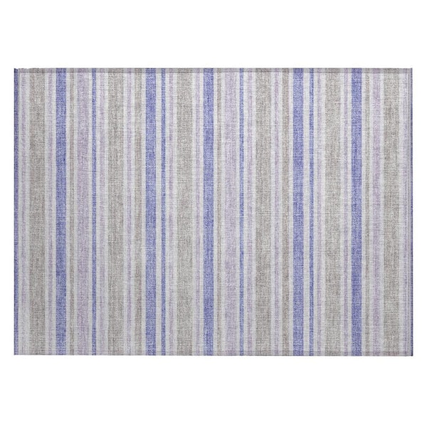 2' x 3' Ivory and Blue Striped Indoor Outdoor Area Rug 2' x 3' Ivory and Blue Striped Indoor Outdoor Area Rug