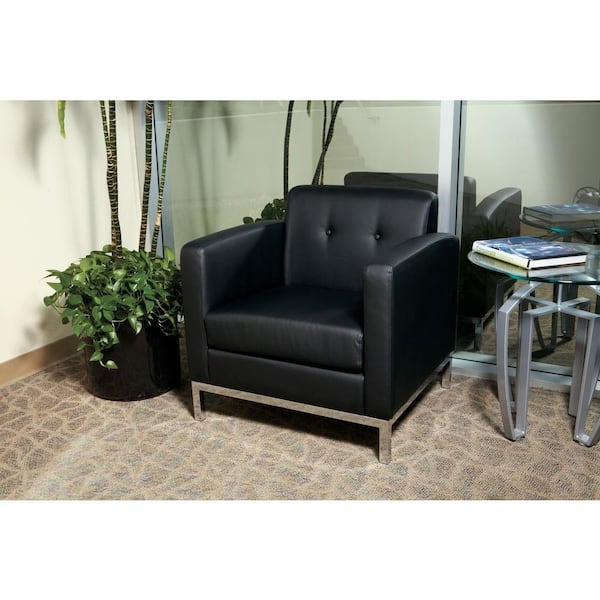 OSP Home Furnishings Wall Street Black Faux Leather Arm Chair