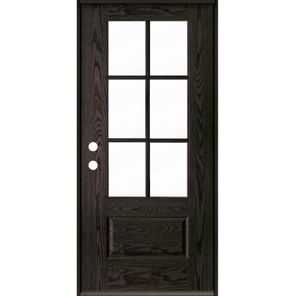 Krosswood Doors UINTAH Farmhouse 36 in. x 80 in. 6-Lite Right-Hand/Inswing Clear Glass Baby Grand Stain Fiberglass Prehung Front Door