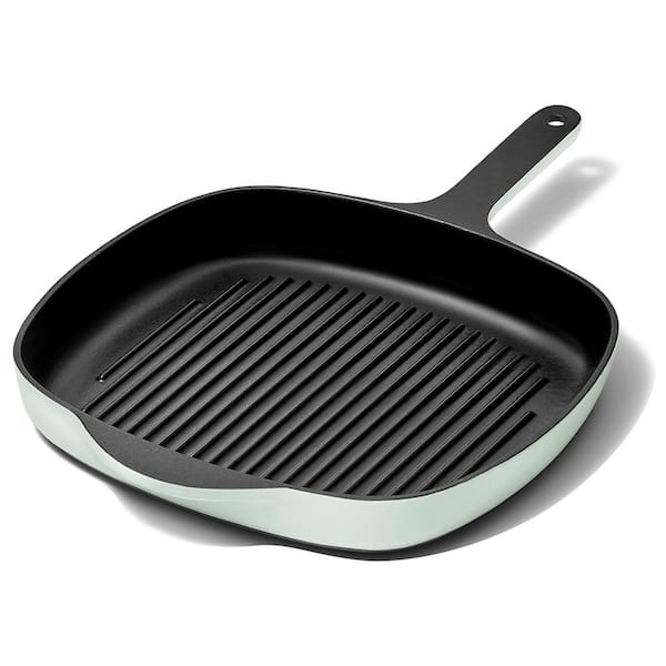 10.5 in. Cast Iron Grill Pan in Light Mist