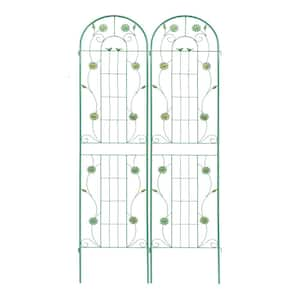 86 .7 in. x 19.7 in. Metal Garden Trellis, Rustproof Trellis for Climbing Plants Outdoor Flower Support, Green, (2-Pack)