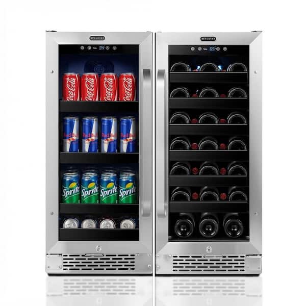 30 in. 33-Bottle and 128-Can Built-In Single Zone Wine and Beverage Cooler in Stainless Steel with Reversible Doors