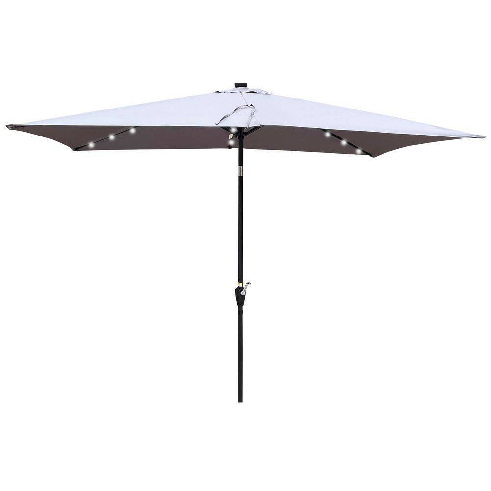 CoolSum 10 x 6.5 ft. Steel Push-Up Solar LED Lighted Patio Umbrella in Light Slate Grey with Crank and Tilt UV-Resistant price history on PriceWatchPro