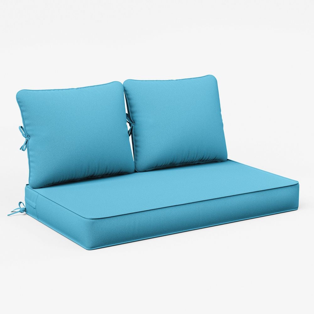 46 in. x 26 in. x 5 in. Outdoor Patio Replacement Loveseat Sofa Cushion Set with Backrest Lake Blue