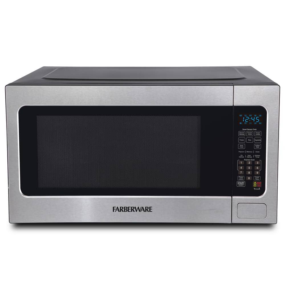 Farberware Professional 2.2 cu. ft. 1200-Watt Countertop Microwave Oven with Smart Sensor Cooking, Stainless Steel, Silver