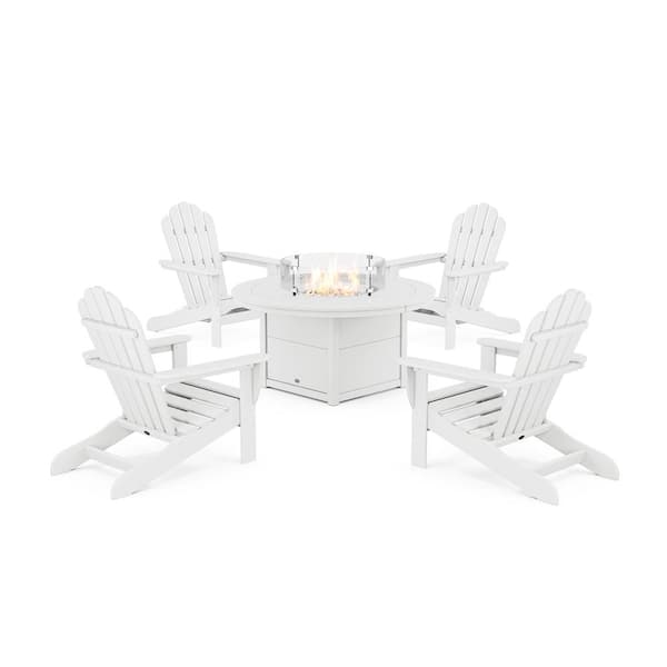 Monterey Bay Classic White 5-Pieces Plastic Adirondack Patio Fire Pit Set