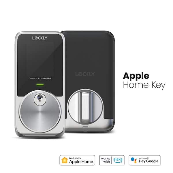 Pin Genie Pro Satin Nickel Deadbolt Apple Home Key Wi-Fi Smart Lock, Siri/Google/Alexa, Hack-Proof Keypad, Free App, Key
