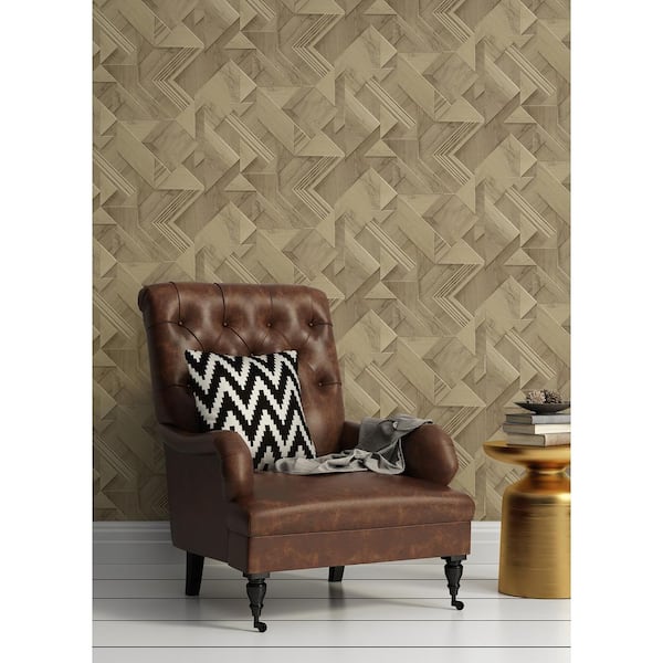 Cassian Light Brown Wood Geometric Vinyl Non-Pasted Matte Wallpaper