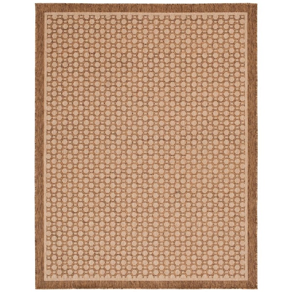 Beige and Brown 5 ft. x 7 ft. Geometric Polypropylene Indoor/Outdoor Area Rug
