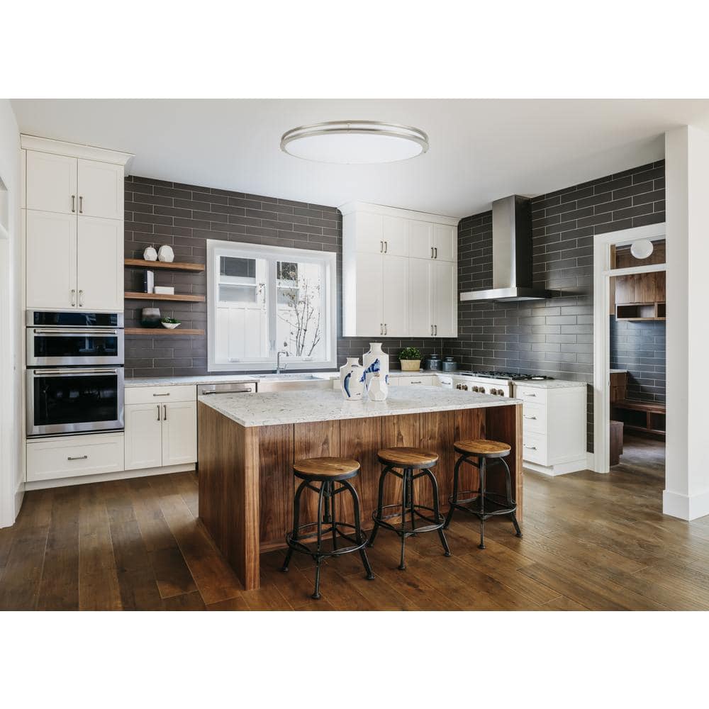 Owens 32" Brushed Nickel Contemporary LED Flush Mount Light