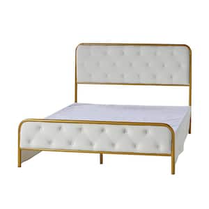 Marlene Ivory Contemporary Upholstered Queen Size Platform Bed with Bottom Storage and Bed Skirt