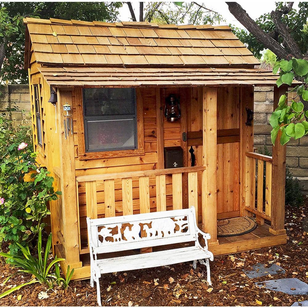 6' x 6' Cedar Outdoor Playhouse with Slide and Sandbox