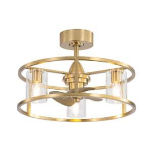 24 in. Indoor Brass Gold Elegant Caged 6-Speed Ceiling Fan with Light Kit and Remote Control Included