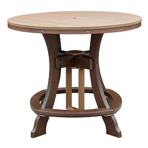Adirondack Brown Round Plastic Outdoor Dining Table with Cedar Top