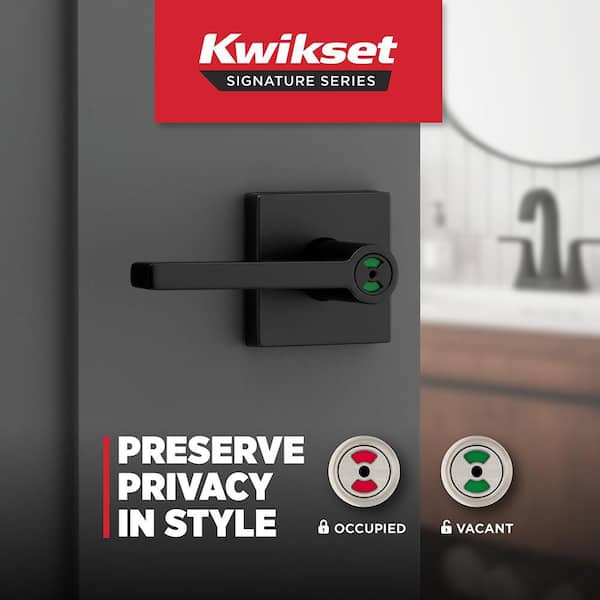 Kwikset Halifax Matte Black Bed/Bath Vacant Occupancy Door Handle