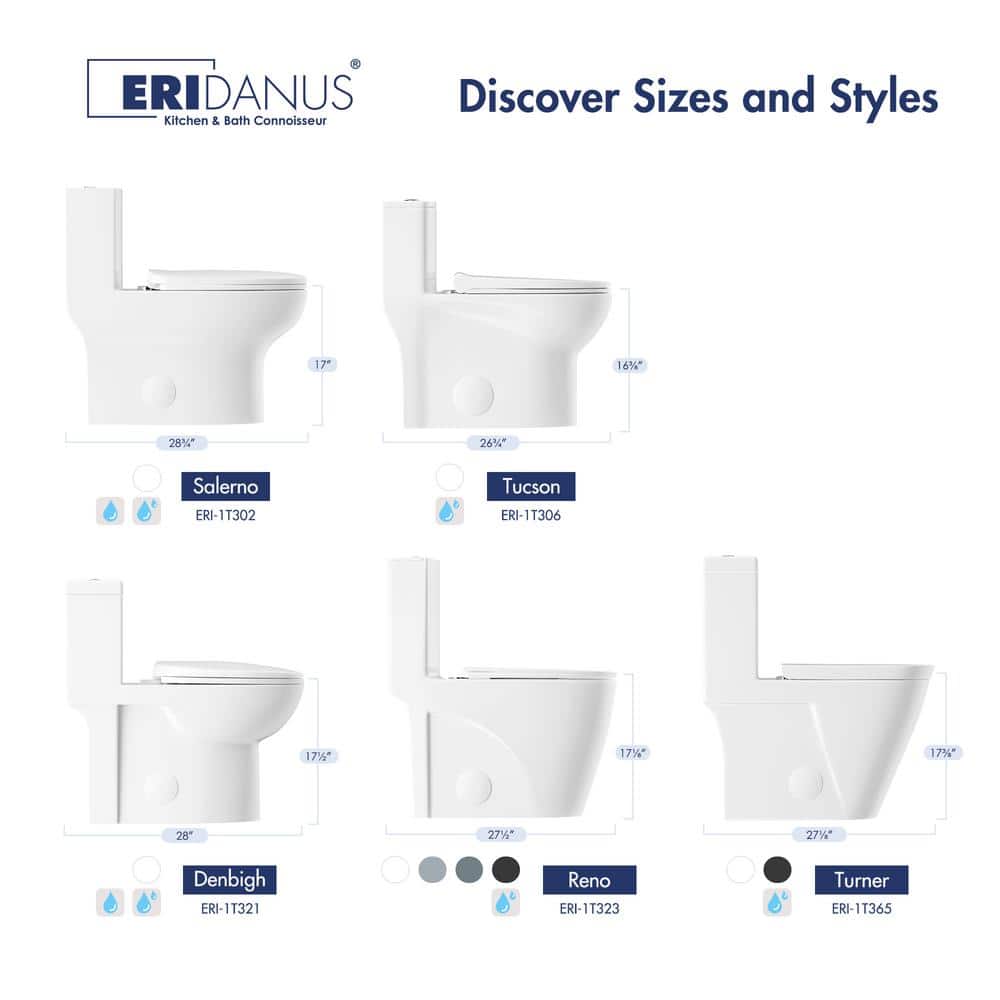 Reno Glacier Gray Elongated Dual Flush One-Piece Toilet