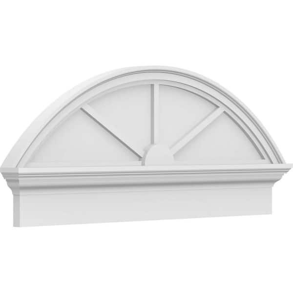 Ekena Millwork 2-3/4 in. x 40 in. x 16-7/8 in. Segment Arch 3-Spoke Architectural Grade PVC Combination Pediment Moulding
