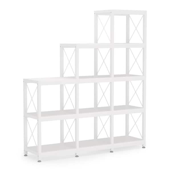 Tribesigns Earlimart 51.57 in. White Engineered Wood and Metal 4-Shelf Etagere Bookcase with 12-Cube Storage Organizer