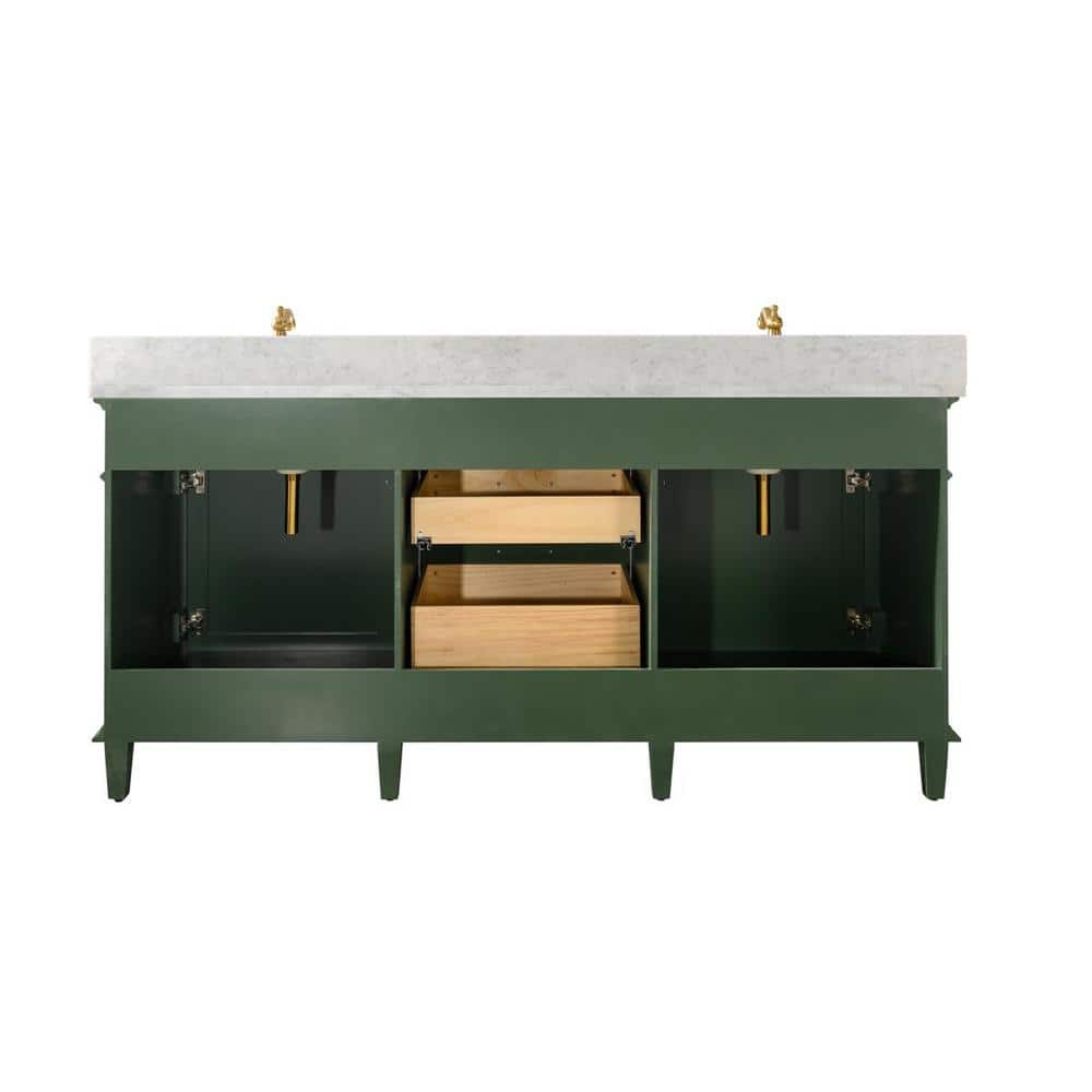 Vogue Green Double Sink 72" Vanity with Carrara Marble Top