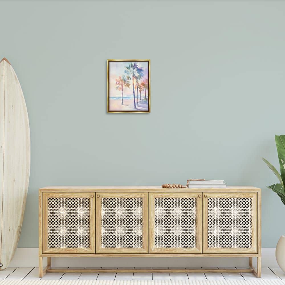 Pastel Warm Palm Trees by Arlington Prints Gold Floater Frame Abstract Graphic Art Print 21 in. x 17 in. price history on PriceWatchPro