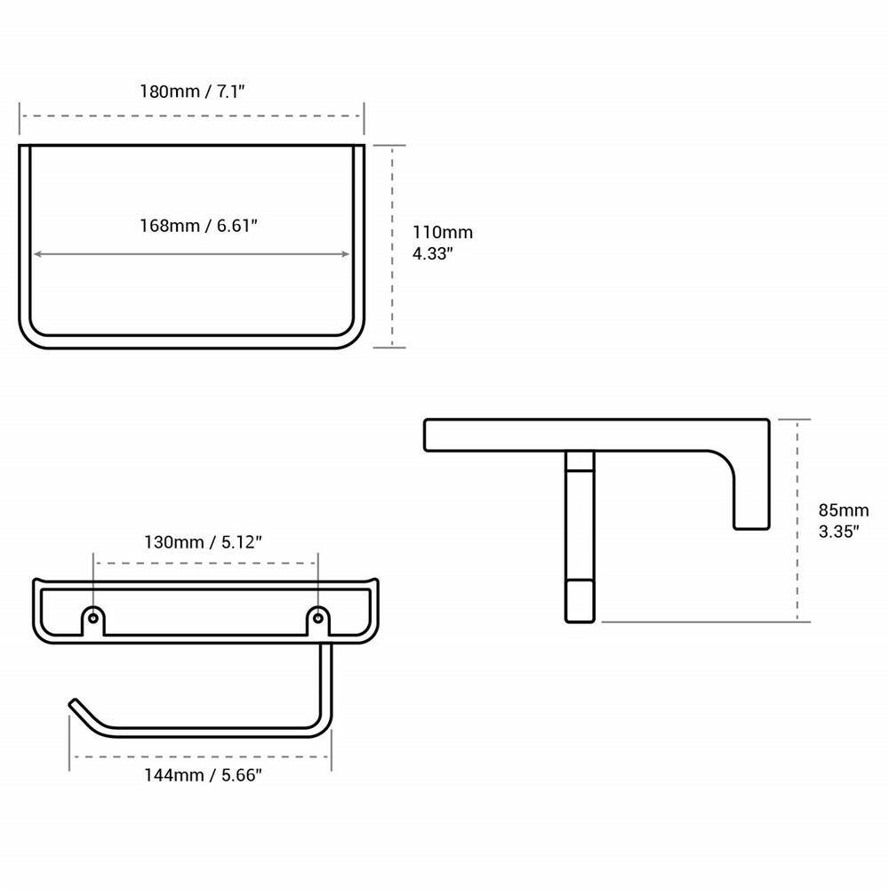 Rose Gold Wall Mounted Toilet Paper Holder with Shelf