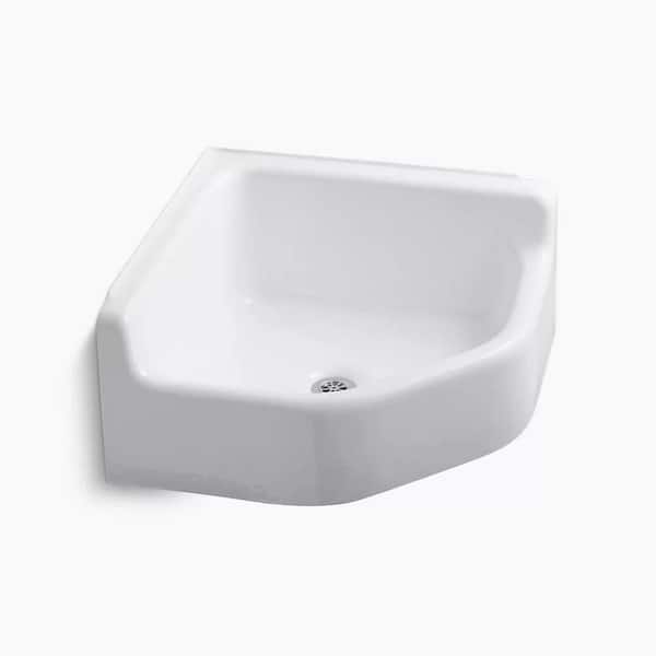Whitby Cast-Iron 28 in. x 28 in. 0-Hole Service Sink in White
