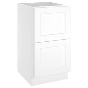 White Painted Shaker Style Ready to Assemble 2-Drawer Stock Base Kitchen Cabinet (18 in. W x 34-1/2 in. H x 24 in. D)