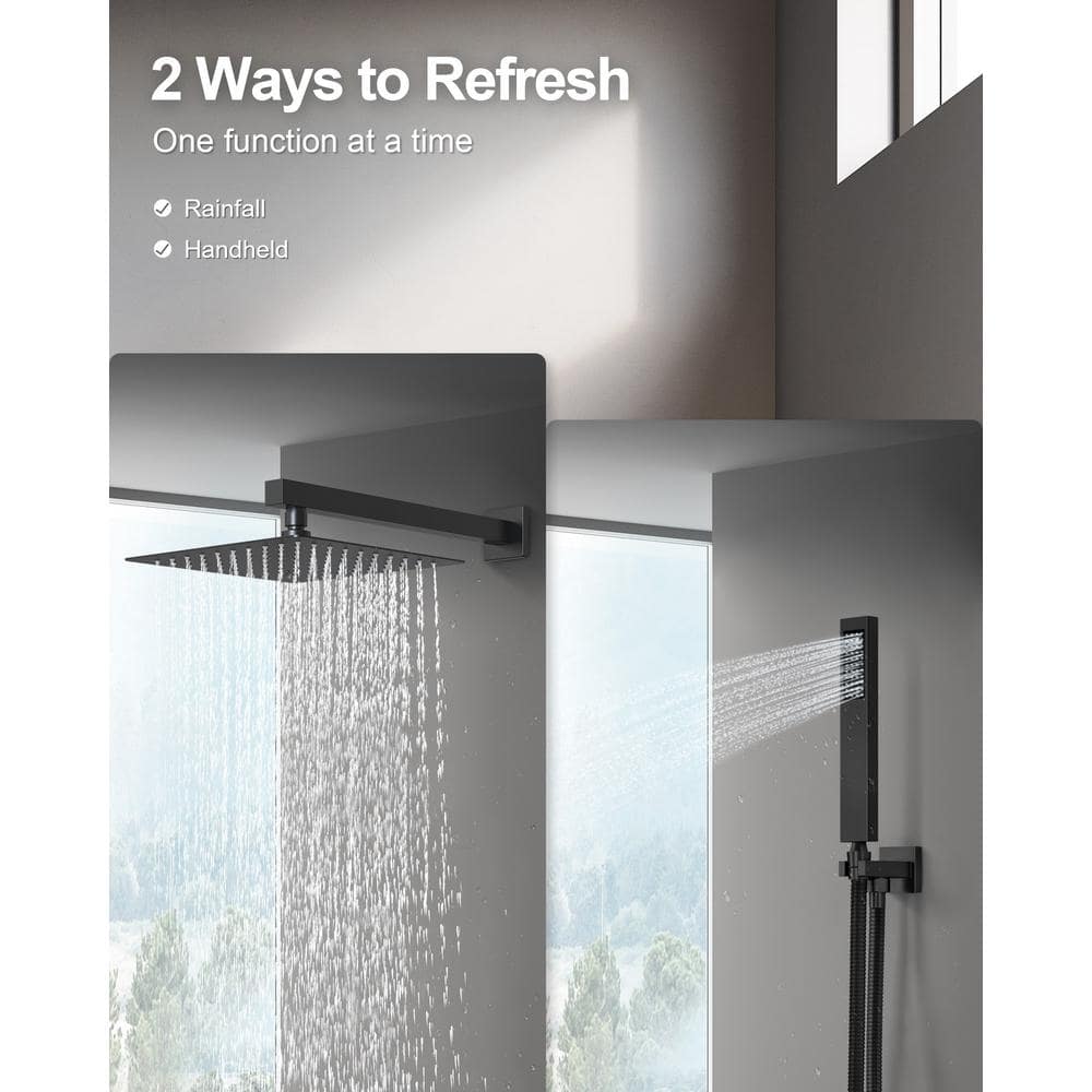 Matte Black Adjustable Rain Shower Head System with Handheld