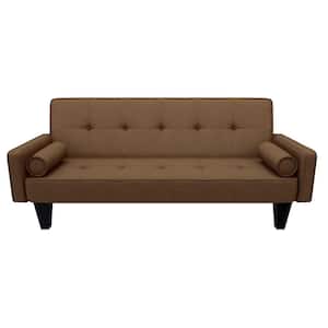 71.7 in. Width Brown Solid Color Polyester Fabric Twin Size Sofa Bed（2-Seat）