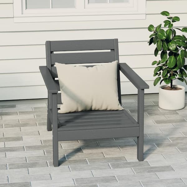 Birchwood Outdoor Patio Deep Seating HDPE Lounge Chair with Arms in Gray