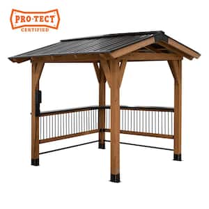 Granada 9 ft. x 10 ft. Light Brown Wooden Grill Gazebo with Outdoor Bar