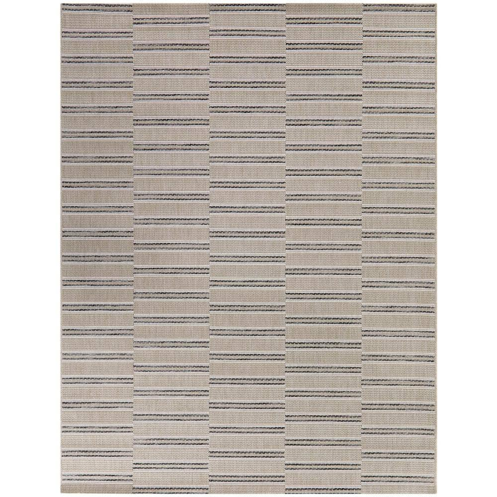 BALTA Trevor Tan 7 ft. 10 in. x 10 ft. Stripe Indoor/Outdoor Area Rug ...